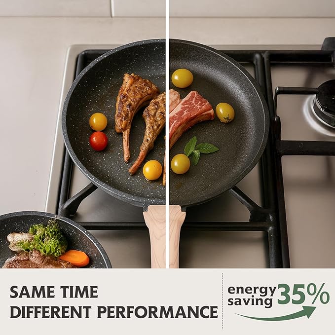 12 inch Nonstick Frying Pan Skillet, Non Stick Granite Fry Pans, Omelette Pan, Egg Frying Pan with Heat-Resistant Handle, Requires Installation, PFOA Free Chef's Pan, Induction Compatible