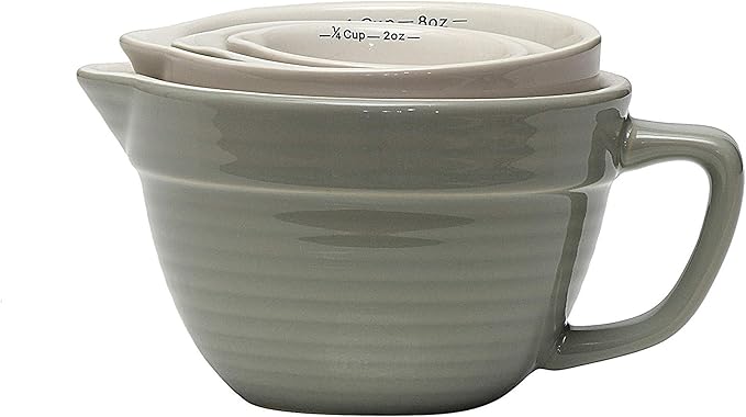 Creative Co-Op Batter Bowl Shaped Measuring Cups in Greys (Set of 4 Sizes)