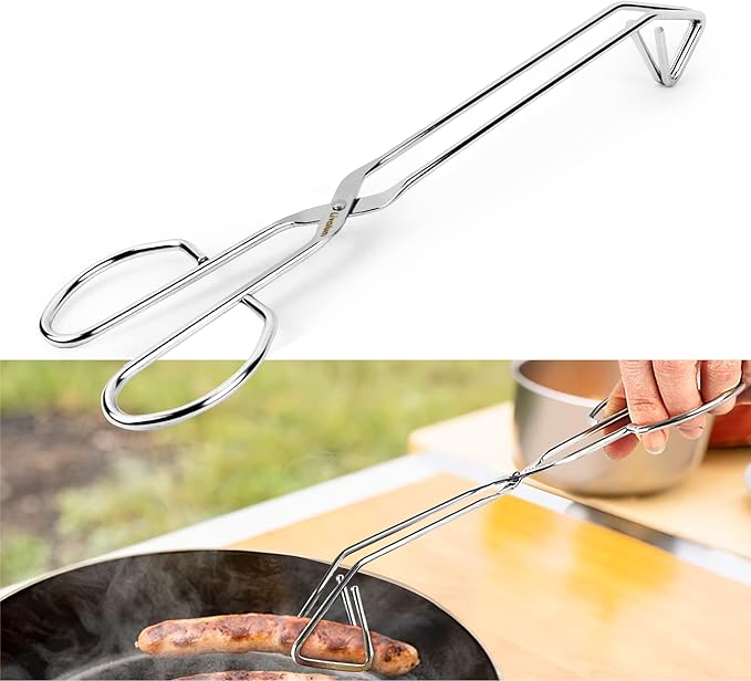 UPIT Kitchen Triangle Tongs for Cooking, Heavy Duty Stainless Steel Scissor-Shaped Serrated Serving Plier for Barbeque, Vegetable, Fruits, Food, Multipurposed, 12 inches