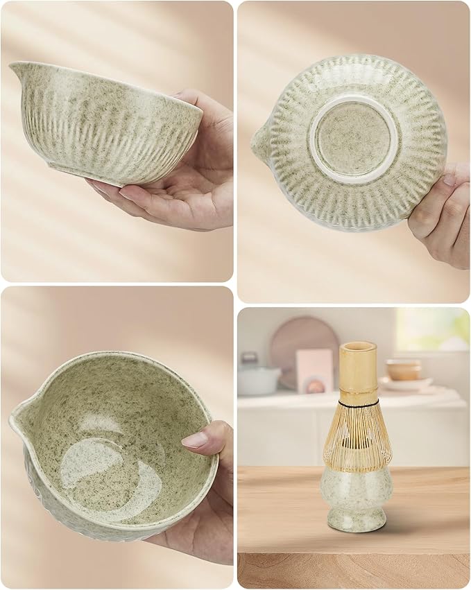 20Oz Matcha Whisk Set，7 Pcs Matcha Kit Includes Matcha Bowl, Whisk & Holder, Bamboo Scoop, Scoop Rest, Sifter & Tea Towel - Perfect for Matcha Tea Ceremony