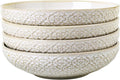 8 inch Pasta Bowls, 22 Oz Ceramic Serving Bowls Set of 4, Embossed Porcelain Salad Bowl, Serving Dishes for Pasta, Salad, Soup, Fruit, Housewarming Gift, Wedding Decor, Oven & Dishwasher Safe