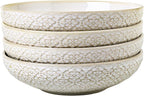 8 inch Pasta Bowls, 22 Oz Ceramic Serving Bowls Set of 4, Embossed Porcelain Salad Bowl, Serving Dishes for Pasta, Salad, Soup, Fruit, Housewarming Gift, Wedding Decor, Oven & Dishwasher Safe