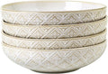 22 Oz Pasta Bowls Set of 4 - Ceramic Soup Bowls, 8inch Large Serving Bowl, Porcelain Kitchen Embossed Dish for Salad, Fruit, Rice, Desserts, Housewarming Present, Dishwasher Safe