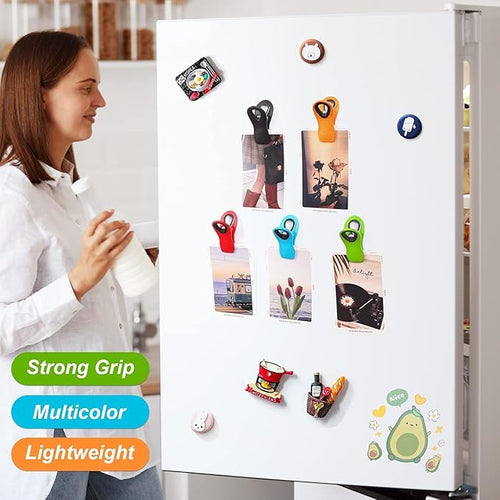 30 Pack Chip Clips Bag Clips, Multicolor Magnetic Clip for Food and Other Packages, Multipurpose Refrigerator Magnet Clip, Office Paper Clamps
