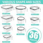 Skroam 72 piece Food Storage Containers Set with Airtight Lids (36 Containers & 36 Lids), Plastic Leak-Proof Kitchen Storage Containers for Pantry Organizers and storage - Meal Prep, Lunch Containers
