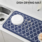 WISELIFE Dish Drying Mat Super Absorbent Drying Mat Large Dish Drying Mats for Kitchen Counter Easy Clean Dish Mat Kitchen Drying Mat18"x 36" Stylish Blue