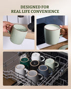 famiware Mercury Coffee Mugs 13 oz, Coffee Mugs Set of 6 with Handle, Cups for Latte, Hot Tea, Cappuccino, Mocha, Cocoa, Light Green