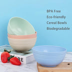 Unbreakable Cereal Bowls 24 OZ Reusable Wheat Straw Bowl Set of 4, Microwave & Dishwasher Safe, BPA Free Dinner Bowls for Rice Noodle Snack Salad Fruit, Lightweight Soup Bowls
