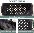 JiatuA Plastic Storage Basket with Handle Portable Shower Caddy Tote Organizer Basket Bin for Bathroom Kitchen Dorm Room Bedroom, Black Green