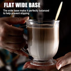 Glass Mug Set of 8, 15 oz Large Capacity Coffee Mugs with Handles, Clear, with 8 Spoons; Ideal for Latte, Espresso, Juice, Tea