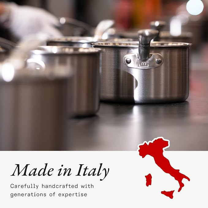 Made In Cookware | 5 Quart Stainless Steel Saucier Pan | 5 Ply Stainless Clad | Professional Cookware | Crafted in Italy | Induction Compatible
