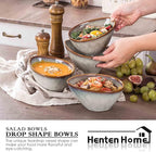 Henten Home Ceramic 20 oz Salad Bowls Set, Slanted Snack Bowl Set of 4, Porcelain Serving Bowls for Soup, Dessert, Microwave & Dishwasher Safe, Reactive Glaze (White)