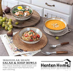 Henten Home Ceramic Soup Bowl Set, 25 oz Cereal Bowls Set of 4, Porcelain Salad Bowls Set, Stoneware Serving Bowls for Kitchen, Microwave& Dishwasher Safe, Reactive Glaze (White)