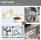 Ceramic Elevated Dog Bowl Set - Raised Double Feeding Bowls with Metal Stand - Pet Dishes for Medium and Large Dogs - 3.5 Cups - 54 fl oz - Beige