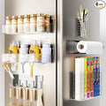 Magnetic Spice Rack for Refrigerator,6 Pack Magnetic Shelf,Fridge Magnet Organizer with Paper Towel Holder,Utensils Racks,Hook Rack,Deepened Basket,Fridge Organizers and Storage Clear(6 Pack)