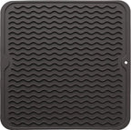 MicoYang Silicone Dish Drying Mat for Multiple Usage,Easy clean,Eco-friendly,Heat-resistant Silicone Mat for Kitchen Counter or Sink,Refrigerator or Drawer liner Coffee M 12 inches x 12 inches