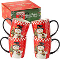 HASENSE Coffee Mugs Set of 4, 16 Oz Festive Holiday Cups for Cocoa & Latte with Big Handle, Large Modern Ceramic Coffee Mugs Microwave & Dishwasher Safe, Ideal Christmas Gift