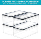Vtopmart Airtight Food Storage Containers with Lids 8PCS Set 3.2L, Plastic Spaghetti Container for Pasta organizer, BPA Free Air Tight House Kitchen Pantry Organization