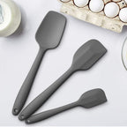 Silicone Spatula 3‑Piece Set Heat Resistant 600°F Non‑Stick Rubber Spatulas with Stainless Steel Core ALLWIN HOUSEWARE Large Spatula, Spoonula & Mini Spatula for Cooking & Baking, Grey