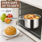 EWFEN 3 Ply Stainless Steel Sauce Pan Set with Lids, 1 & 2 & 3 Quart Multipurpose Cooking Pot, Stay-Cool Handle, Induction Oven Dishwasher Safe, 1QT & 2QT & 3QT