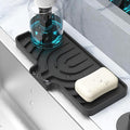 Sponge Holder for Kitchen Sink, Dish Sponge Holder & Soap Tray with Drain, Bathroom Sink Sponge Drying Rack & Perfect Organizer for Dispenser,Bottle,Cup on Sinks or Counter (10"x 4"Black)