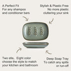 Miamolo Ceramic Soap Dish Bar Soap Holder for Shower, Soap Dishes for Bar Soap Sponge, Shower Soap Saver Tray for Bathtub Bathroom Kitchen Sink, Housewarming Gift, Pro-Environment, Dark Green