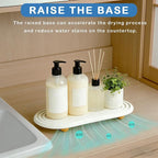 Instant Dry Sink Tray, Anti-Slip Stone Sink Caddy, Durable Kitchen Sink Organizer, Quick Dry Water Absorbing Stone Tray for Bathroom Counter, Stone Soap Tray -White