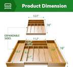 Simple Trending Bamboo Kitchen Drawer Organizer, Expandable Silverware Organizer, Utensil Cutlery Tray for Flatware, Natural