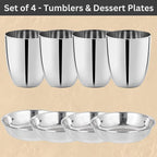 Stainless Steel Dinnerware Set of 32 Pcs (Dinner Plates, Cups, Dishes, Bowls) Metal Dinnerware Sets, Dishwasher Safe, Reusable Dinner Set for Home Kitchen Camping - Service for 4