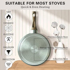 Nonstick Crepe Pan, 8.5 Inch Griddle Pan, Fry Pans for Cooking Eggs, Omelettes, and More - Non-Stick Marble Coating Skillet Induction Compatible
