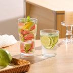 Ribbed Drinking Glasses with Lids & Straws, Leak-Proof 20oz and 15oz Glass Cups, 8PCS Glass Tumblers, Ideal for Home, Office, Outdoor Use