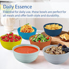 Homestockplus 24 OZ Wheat Straw Cereal Bowls Set of 8, Unbreakable & Reusable Bowls, BPA Free Eco Friendly, Microwave & Dishwasher Safe, Multi Color Bowls for Ramen, Soup, Salad