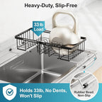 iSPECLE Small Sink Dish Drying Rack, Expandable Narrow Rust Resistant Dish Drainer for RV Apartment Kitchen, Dish Rack with Tightening Knob, Arms with Non Slip Rubber, 9.2" W x 16.6"-24" L, Black