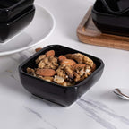 DELLING 6 Oz Square Porcelain Ramekins Set of 6, Oven Safe Creme Brulee Ramekins - Black Ceramic Souffle Dishes, Dishwasher Microwave Freezer Safe Baking Cups for Dessert Custard Pudding