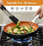 KOCH SYSTEME CS Little Skillet with Lid - 8" Copper Nonstick Frying Pan for Oven & Stove, Small Skillet with Ceramic Coating, Aluminum Nonstick Pan, 100% PFOA Free, All Stove Tops Compatible