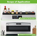 30 Inch Magnetic Stove Top Shelf | 3-Zone Kitchen Organizer with Anti-Slip & Anti-Fall Design | Heat Resistant (-40°F to 446°F) Food-Grade Silicone Spice Rack for Flat Stoves-Black