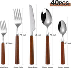 Silverware Set, 20 Piece Mirror Flatware Set 18/8 Stainless Steel Eating Utensils With Wooden Handle, A Complete Tableware Cutlery For Most Families,Knife Fork Spoon Service For 4 Dishwasher Safe