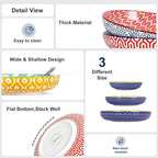 Selamica 9.6" Pasta Bowls Set of 4, 51 OZ Large Salad Bowls, Ceramic Wide and Shallow Serving Bowls for Soup, Dinner, Microwave & Dishwasher Safe, Assorted Colors