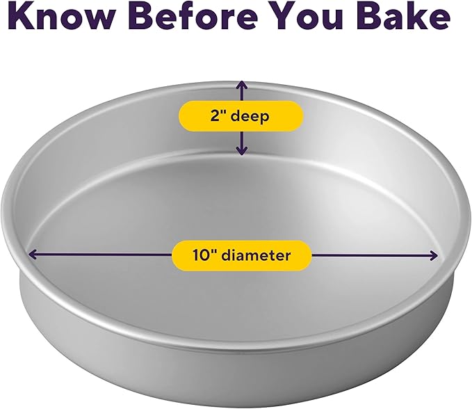 Wilton 10 Inch Round Cake Pan, Even Heating Aluminum Bakeware, Made without PFAS, Packaging May Vary