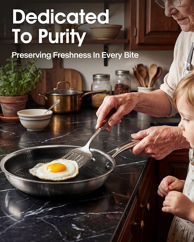 Nonstick Frying Pans with Lid,10-Inch Non Stick Skillet with Honeycomb Surface,Dishwasher-Friendly,Oven-Safe,Induction Compatible,PFAS-Free,Non-Toxic,Compatible with All Cooktops.