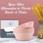 Wrova Wheat Straw Bowl Sets,6 PCS Unbreakable Cereal Bowl 36 OZ,Microwave and Dishwasher Safe Bowls,Kitchen Bowls BPA Free for Serving Soup,Oatmeal and Salad （Sakura）