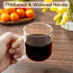 Glass Coffee Mugs, 8 oz iced coffee cups, Clear Tea Cups Set of 2, Glass Mugs with Handles, Glass Cups for Latte, Cappuccino, and Tea