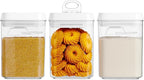 Felli Flip Tite Storage Container with Built-In Spoon & Airtight Lid 5” Large-M Ring Flip Top, Stackable Acrylic Canister for Rice Sugar Flour Protein Powder, Kitchen Pantry Organizer (1.8qt)