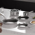 COOKER KING Stainless Steel 7PCS Cookware Set, Pots and Pans Set, Non Stick, Frying Pans, Saucepans & Stock Pot with Lid, Non-Toxic, Induction, Oven, Dishwasher Safe