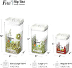Felli Flip Tite Acrylic Food Storage Container with Lid 6” XL Air Tight Ring Seal Flip Lock, Plastic Kitchen Baking Canister for 5 lb Flour Sugar Rice Protein Powder Pantry Organizer (Nest-L White)