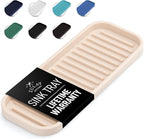 Zulay Kitchen (9x3.5) Silicone Sponge Holder for Kitchen Sink - Flexible Multipurpose Soap Tray - Sink Organizer for Kitchen, Bathroom, Makeup, Trinkets & More (Ivory)