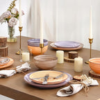 Selamica Ceramic Plates and Bowls Sets,18 Pieces Dinnerware Sets for 6,Dishwasher & Microwave Safe dish set,Family & Holiday Dining, Maillard