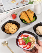 bUCLA 50Pack Black Plastic Small Bowls - 8oz Disposable Ice Cream/Salsa/Dipping/Dessert/Sauce/Candy/Small Serving Bowls for Party & Graduation