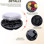 10 Pcs Plastic Appetizer Serving Tray with Lid Round 12.5 Inch with Lid Disposable Serving Fruit Veggie Catering Tray with 6 Divided Compartment for Fruit Snack Veggie Party
