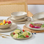 Bestone 12 Piece Round Kitchen Dinnerware Sets，Plates and Bowls sets,Dishes, Plates, Bowls, Dish Set, Chip Resistant Ceramic Dinnerware Set, Dishwasher/Microwave Safe,Service for 4,Brown